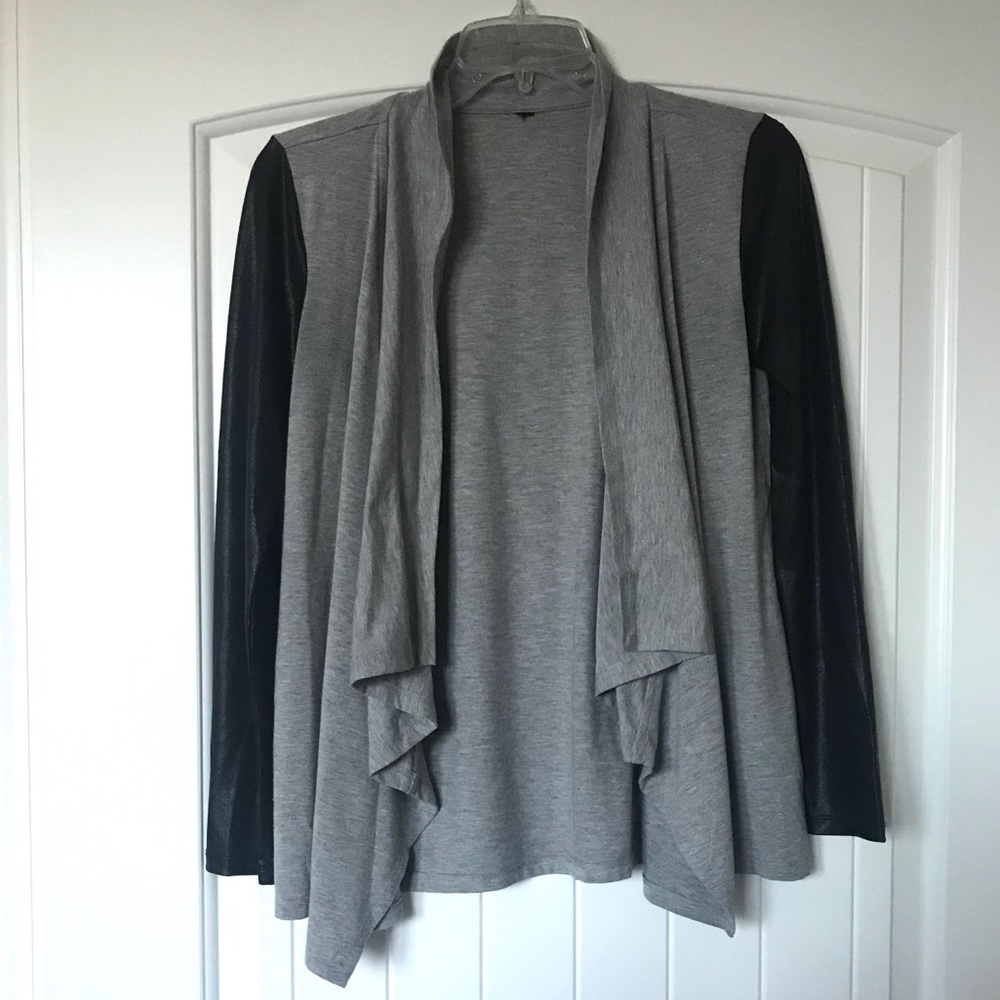 Jessica Simpson Faux Leather & Gray Cardigan